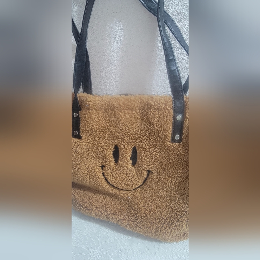 Brown Smiley Face Tote Bag